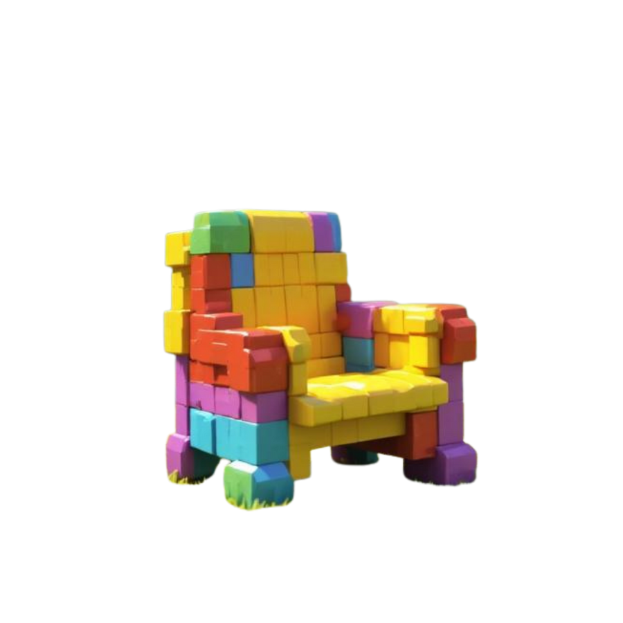 Colorful block chair on a white background