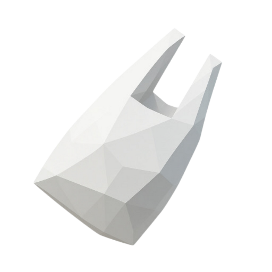 White geometrically shaped bag on a white background